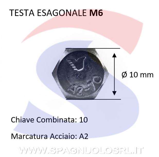 VITE T.ESAG.INOX A2 M6X40 PASSO GROSSO TOTAL.FILET. - INOX 933-2-6*40