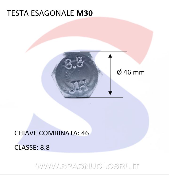 VITE T.ESAG. 8,8 M30X140 PASSOGROSSO PARZ.FILET.BRUNITA - VITI VITTEM30X140ZN