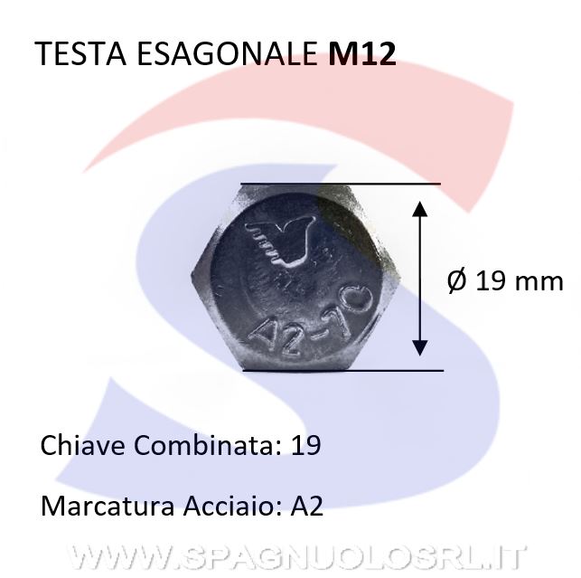 VITE T.ESAG.INOX A2 M12X60 PASSO GROSSO TOTAL.FILET. - INOX 933-2-12*60