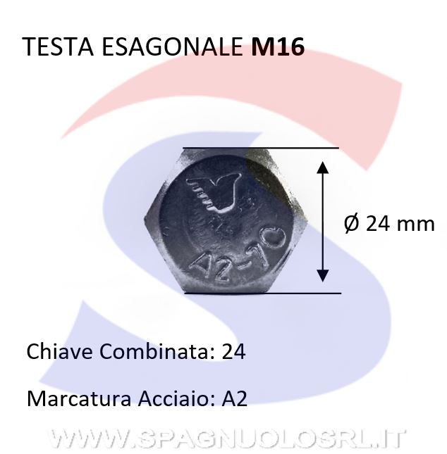 VITE T.ESAG.INOX A2 M16X90 PASSO GROSSO TOTAL.FILET. - INOX 933-2-16*90