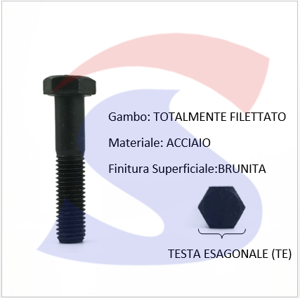 VITE T.ESAG.8,8 M20X100 PASSOGROSSO PARZ.FILET.BRUNITA - VITI VITTEM20X100PF