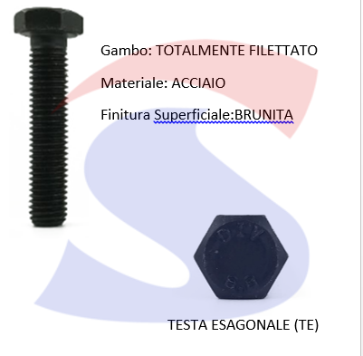 VITE T.ESAG.8,8 M20X60 PASSO GROSSO TOTAL.FILET.BRUNITA - VITI VITTEM20X60TF