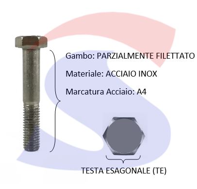 VITE T.ESAG.INOX 20X1,5X120 PASSO FINE PARZ.FILET. A4 - VITI VITTEA4MBM20X120