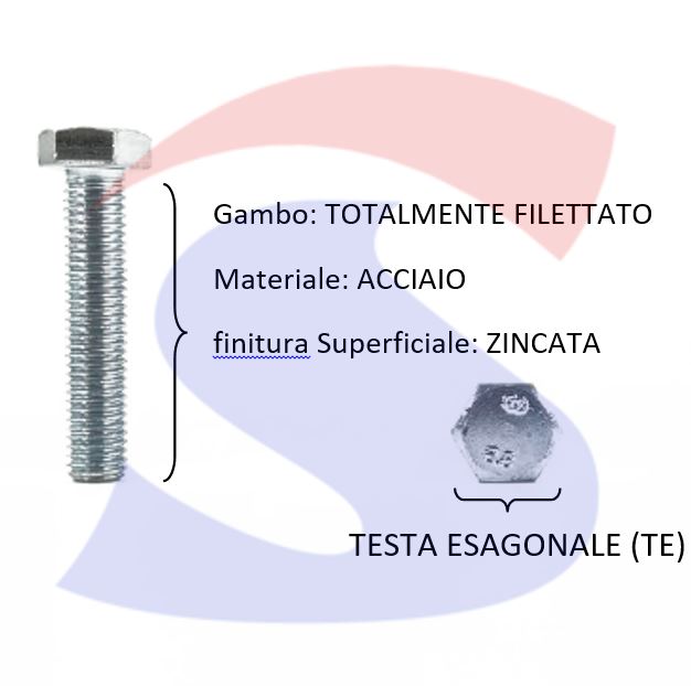 VITE T.ESAG.8.8 M14X60 PASSO GROSSO TOTAL.FILET.ZINCATA - VITI 839V00014060