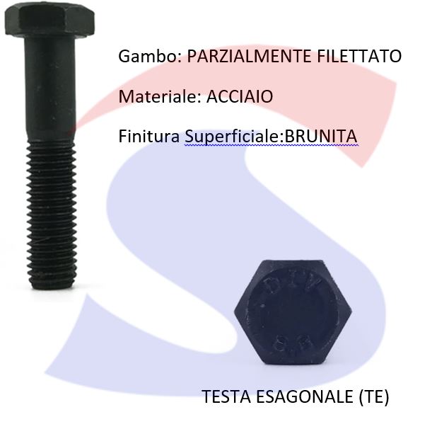VITI T.ESAG.8.8 M16X70 PASSO GROSSO PARZ.FILET.BRUNITA - VITI VITTEM16X70