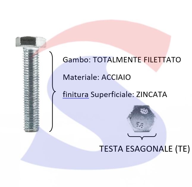 VITE T.ESAG.8.8 M12X140 PASSOGROSSO TOTAL.FILET.ZINCATA - VITI VITTEZNM12X140TF