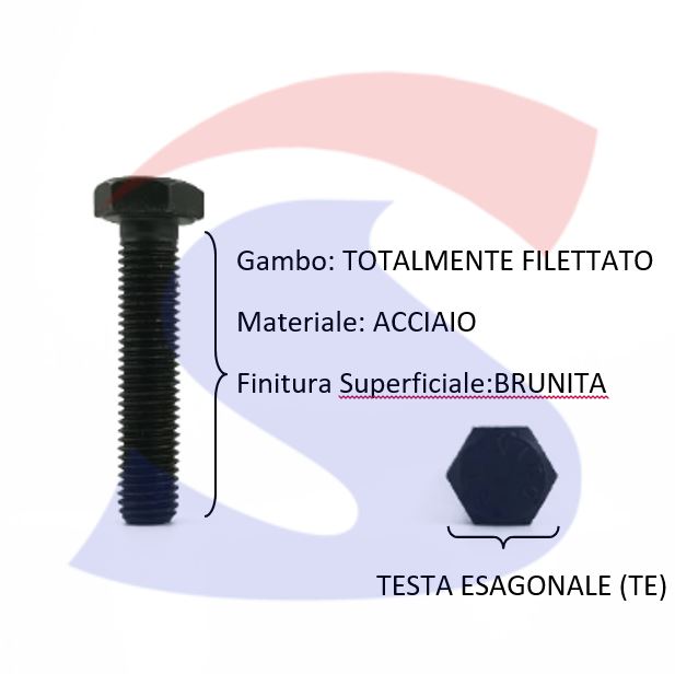 VITE T.ESAG.8,8 M20X100 PASSOGROSSO TOTAL.FILET.BRUNITA - VITI 839000020100