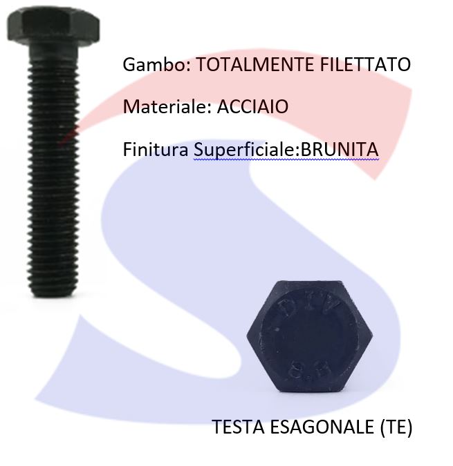 VITE T.ESAG 8.8 M20X120 PASSOGROSSO TOTAL.FILET.BRUNITA - VITI VITTEM20X120TF