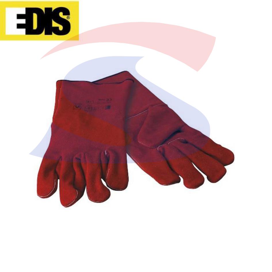 Guanti anti-calore E21.08 in crosta di bovino TG.XL, Rosso - EDIS 0013096