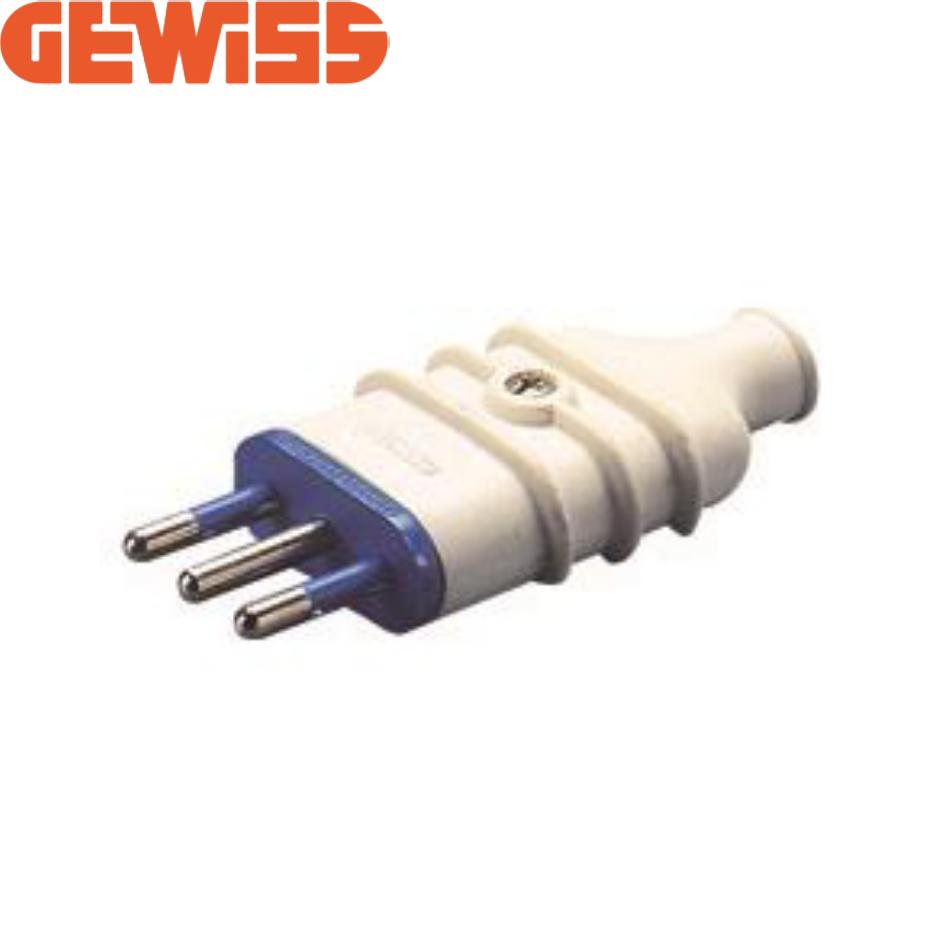 Spina mobile diritta GEWISS 2 Poli+T 10 A, Bianco - GEWISS GW28003