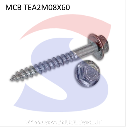 VITE PER LEGNO M 08X60 TESTAESAGONALE INOX A 2 - VITI TEA2M08X60