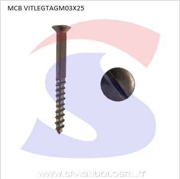 VITE PER LEGNO M03X25 A TESTASVAS C/IMPR A TAGLIO BRUNITA - VITI VITLEGTAGM03X25