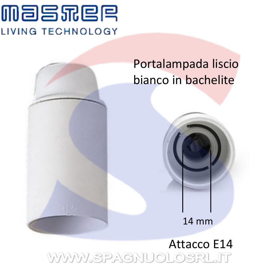 Portalampada attacco E14 Liscio Bianco in plastica - MASTER 00502