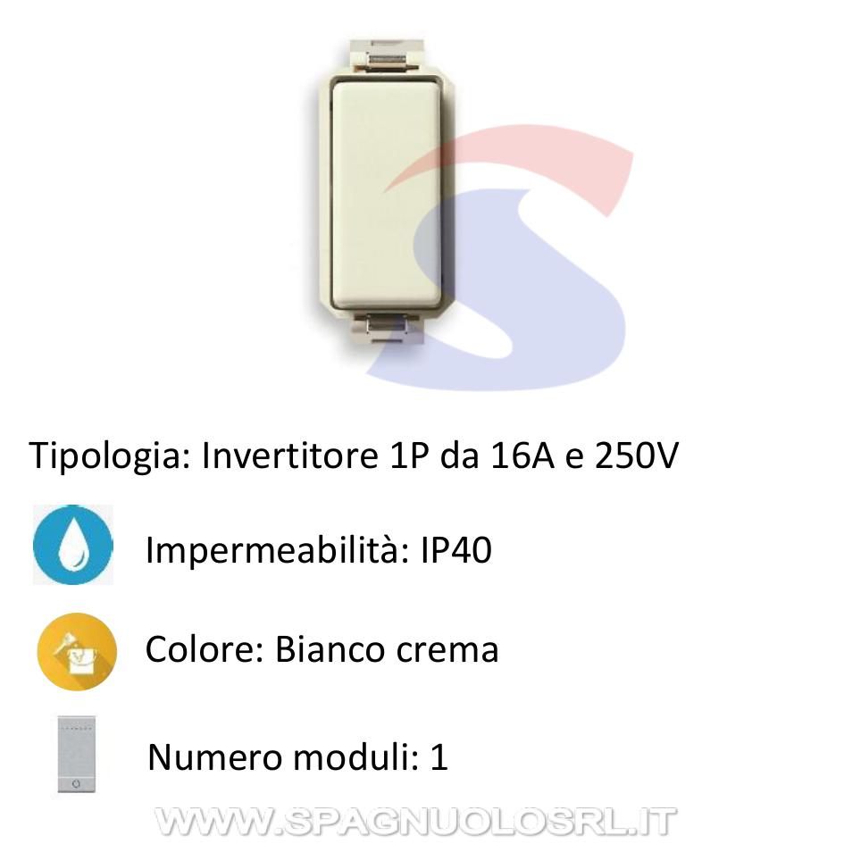 Invertitore serie "8000" 1P 16A e 250V, Bianco crema - VIMAR 08013