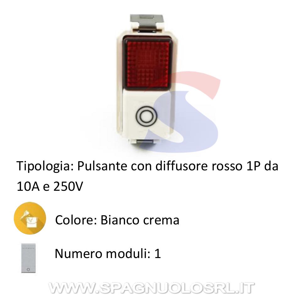 Pulsante + diffusore serie "8000" NO 10A 250V, Bianco crema - VIMAR 08290.R
