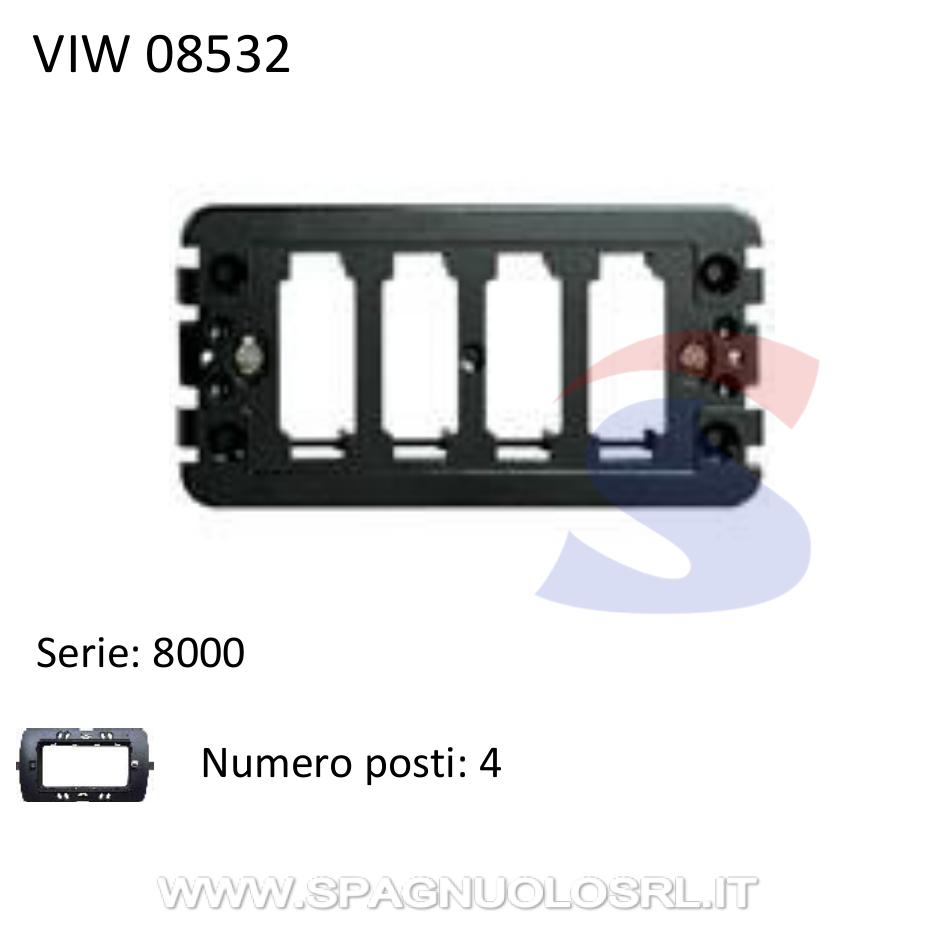 Supporto Vimar 4 moduli con viti serie "8000", Nero - VIMAR 08532
