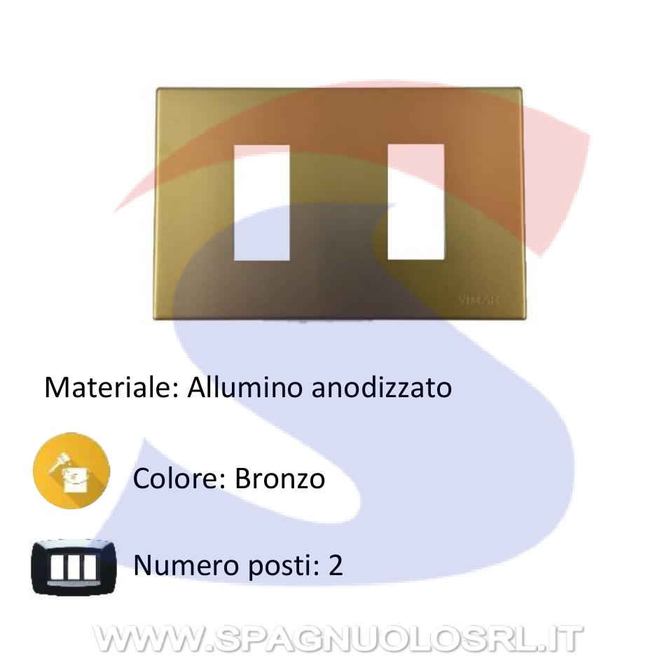 Placca 2 posti color Bronzo della serie 8000 - VIMAR 08636.BR