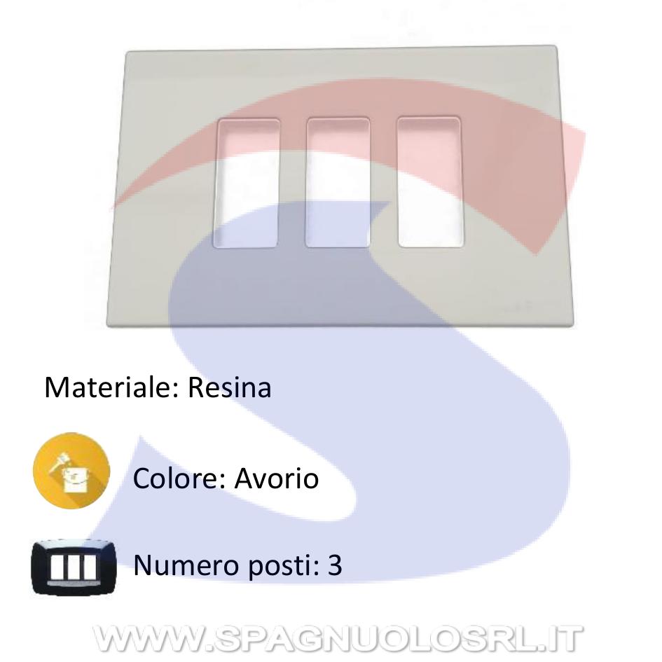 Placca 3 posti color Avorio della serie 8000 - VIMAR 08637.A