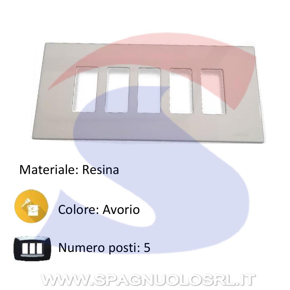Placca 5 posti color Avorio della serie 8000 - VIMAR 08639.A
