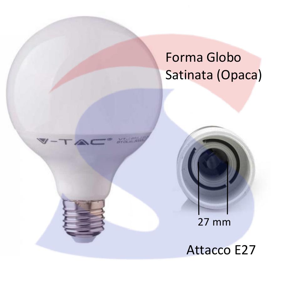 Lampadina Chip Samsung LED E27 18 W Globo 6.400 K - VTAC 125