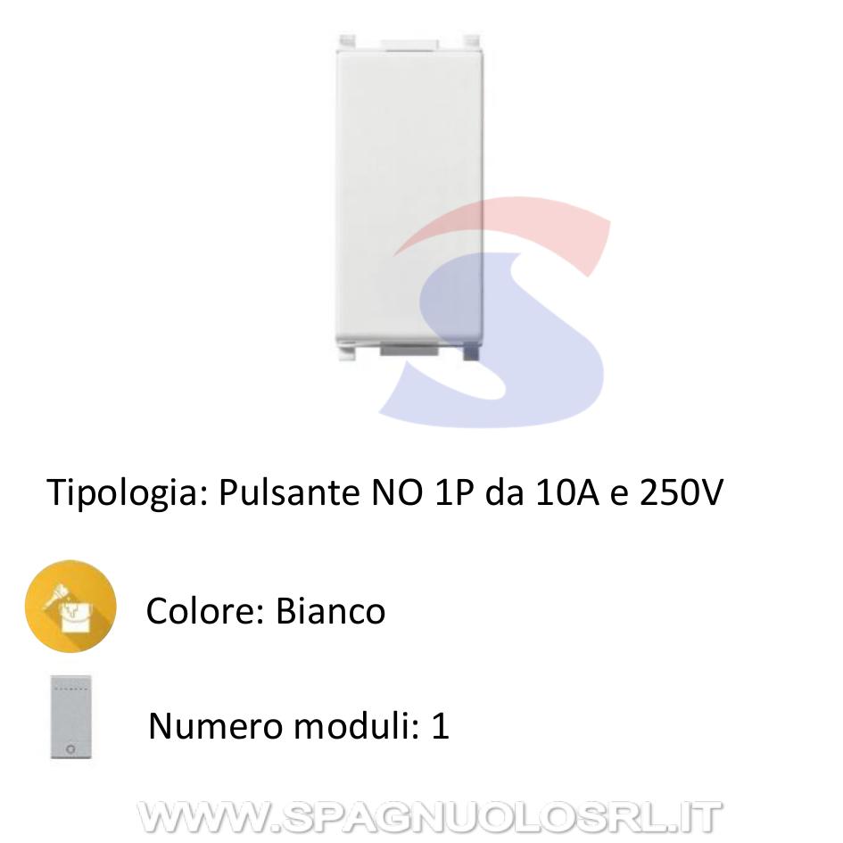 Pulsante serie "PLANA" NO 10A 250V, Bianco - VIMAR 14008