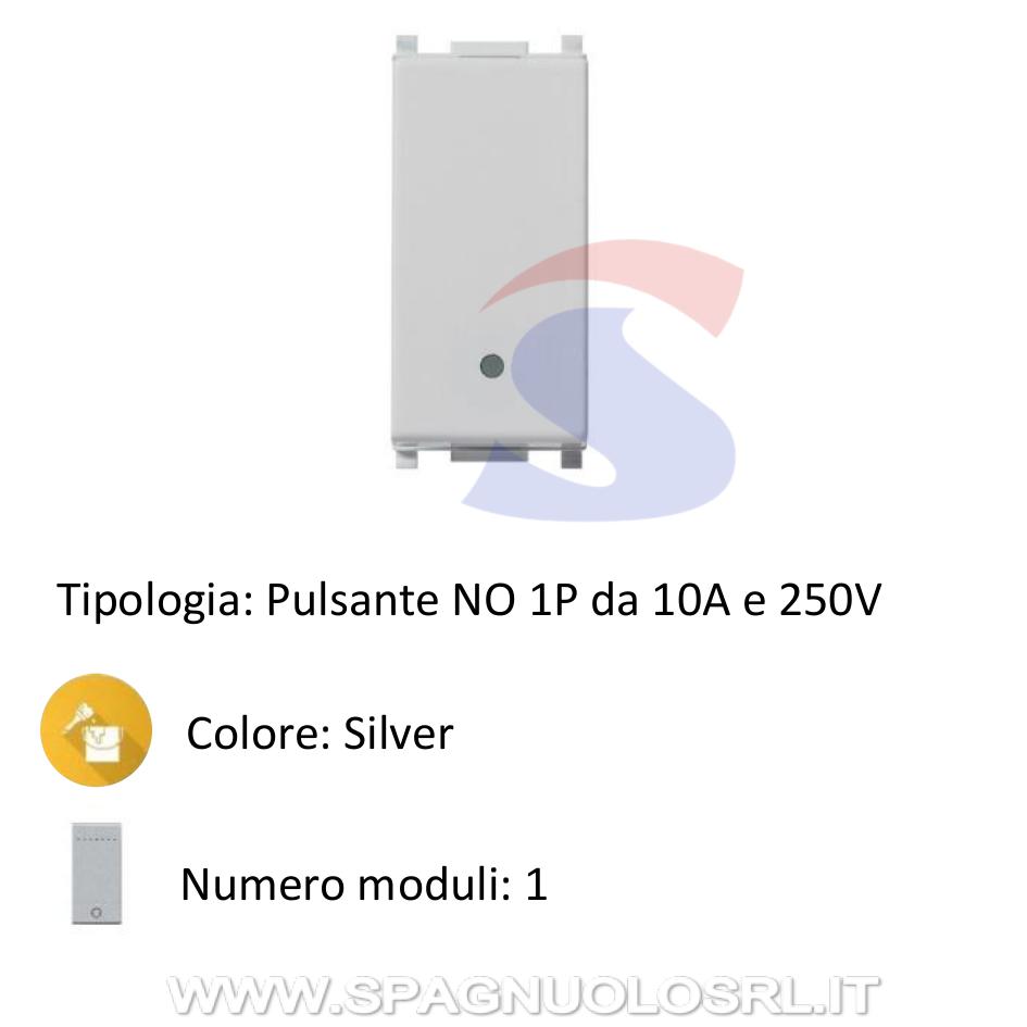 Pulsante serie "PLANA" NO 10A 250V, Silver - VIMAR 14008.SL