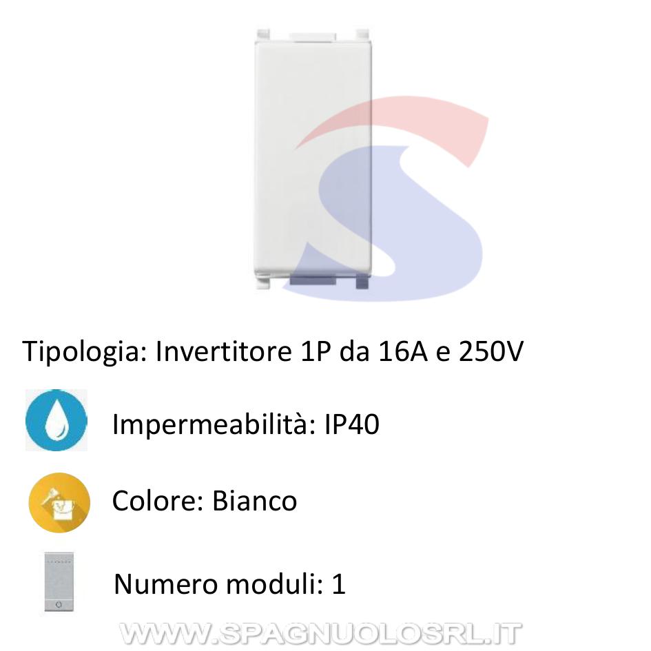 Invertitore serie "PLANA" 1P 16A e 250V, Bianco - VIMAR 14013