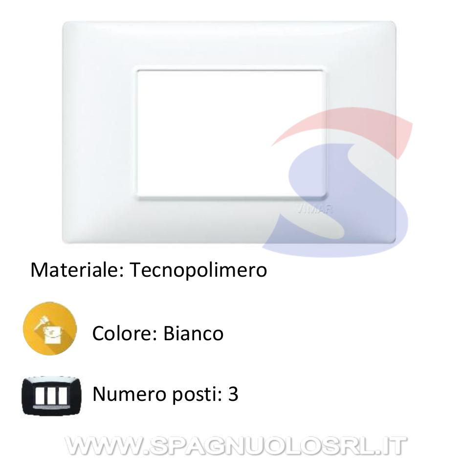 Placca 3 posti colore Bianco della serie Plana - VIMAR 14653.01