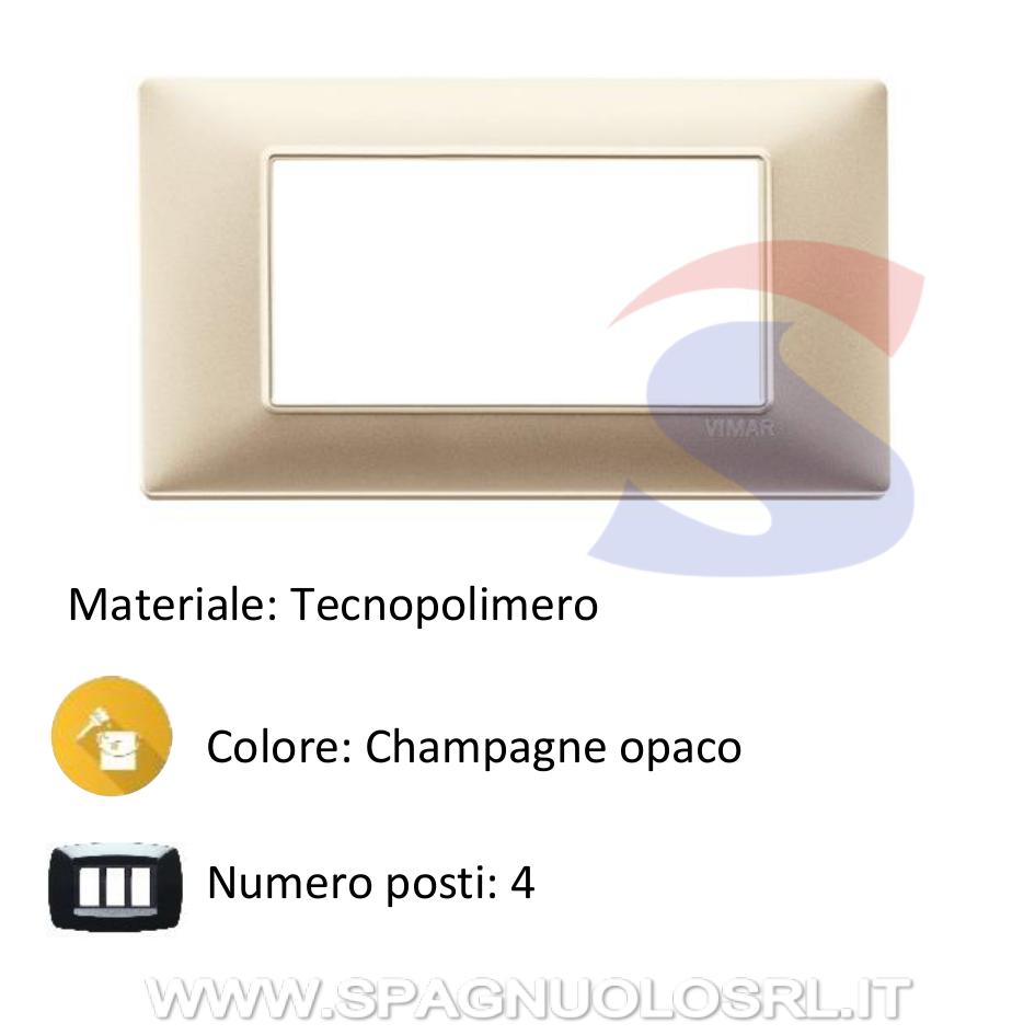 Placca 4 posti colore Champagne opaco della serie Plana - VIMAR 14654.22