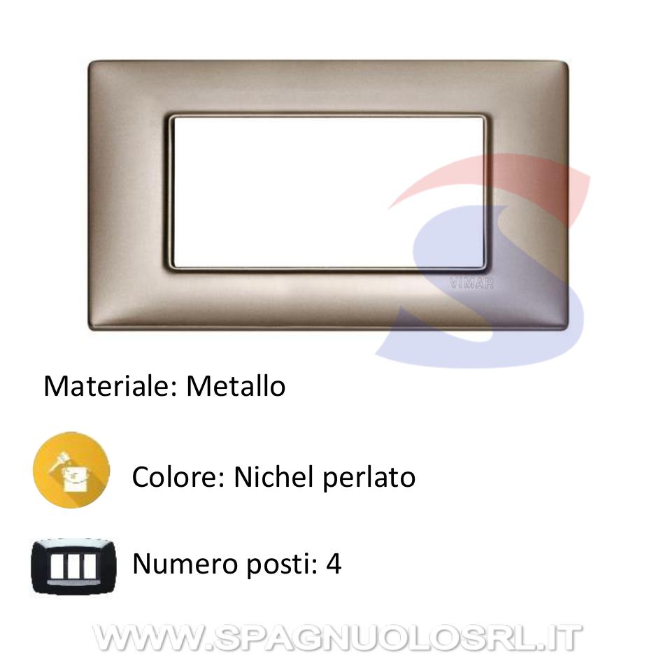Placca 4 posti colore Nichel perlato della serie Plana - VIMAR 14654.74