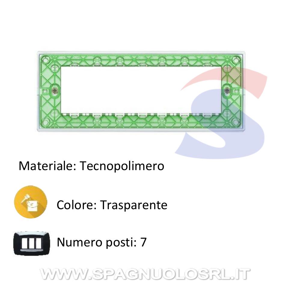 Placca 7 posti colore Trasparente della serie Plana - VIMAR 14657.42