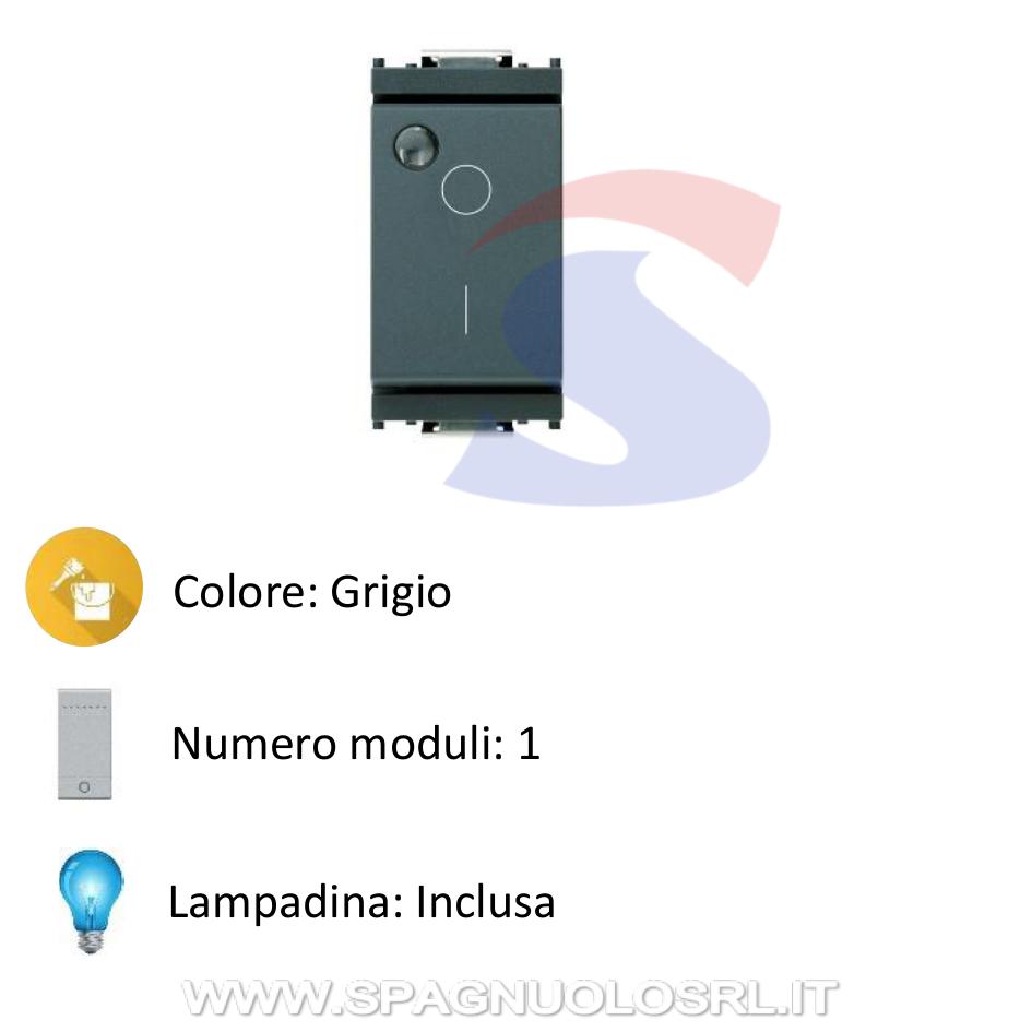 Interruttore serie "IDEA" 2P 16 A, 250 V luminoso Grigio - VIMAR 16036