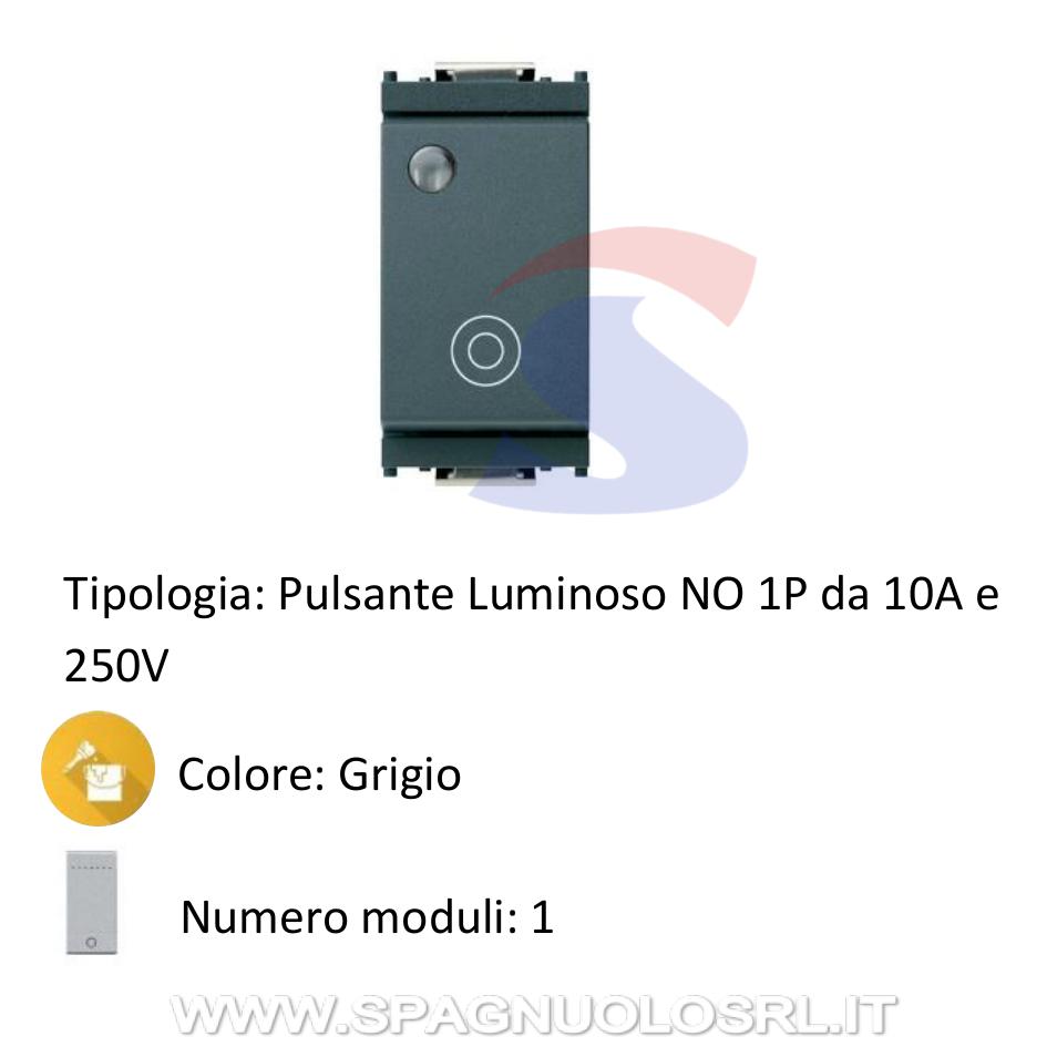 Pulsante luminoso serie "IDEA" NO 10A 250V, Grigio - VIMAR 16090