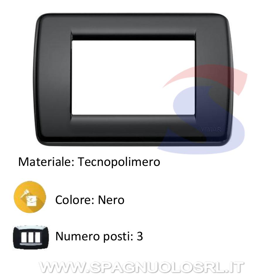 Placca 3 posti colore Nero della serie Idea - VIMAR 16763.16