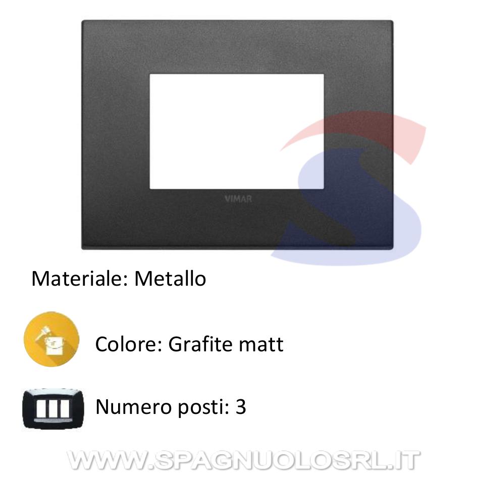 Placca 3 posti colore Grafite matt della serie Arkè - VIMAR 19653.01