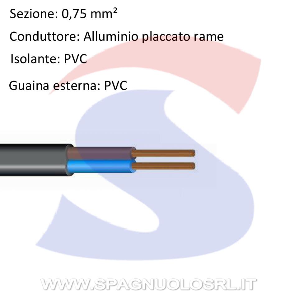 Cavo uso domestico piatto 2 x 0,75 mm² Nero - MESSI & PAOLONI CUD2075N-CCA