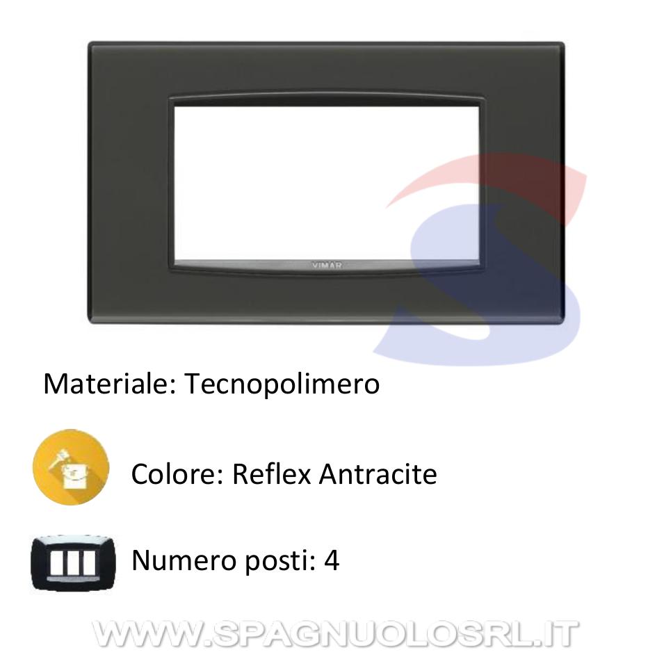 Placca 4 posti colore Reflex Antracite della serie Eikon - VIMAR 20654.42