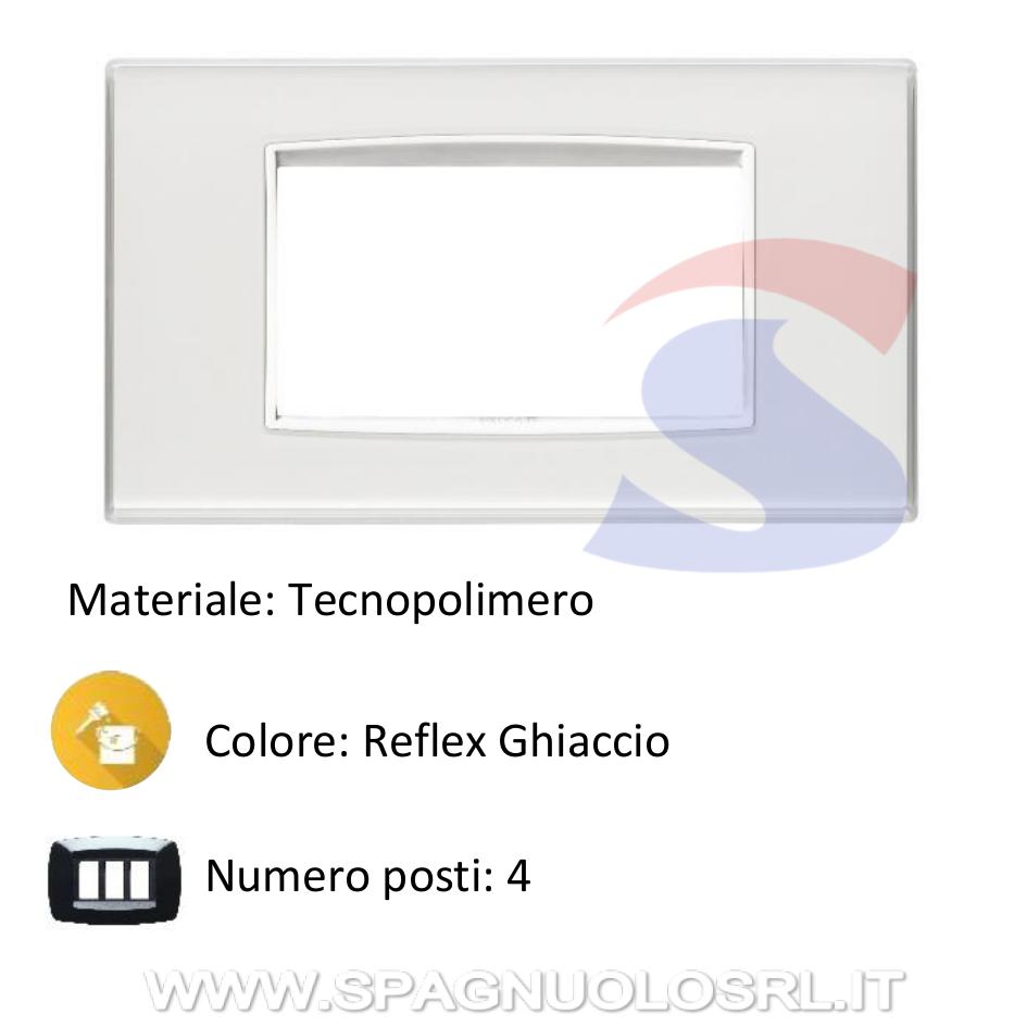 Placca 4 posti colore Reflex Ghiaccio della serie Eikon - VIMAR 20654.B41