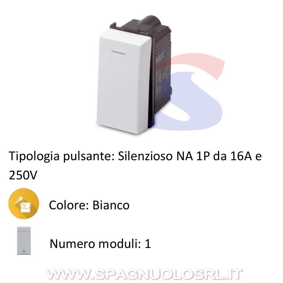 Pulsante silenzioso serie "MIX" 1P NA 16A 250V, Bianco - MASTER 21001