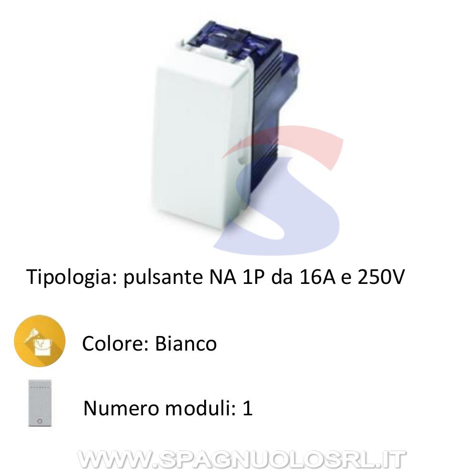 Pulsante serie "MIX" 1P NA 16A 250V, Bianco - MASTER 21005