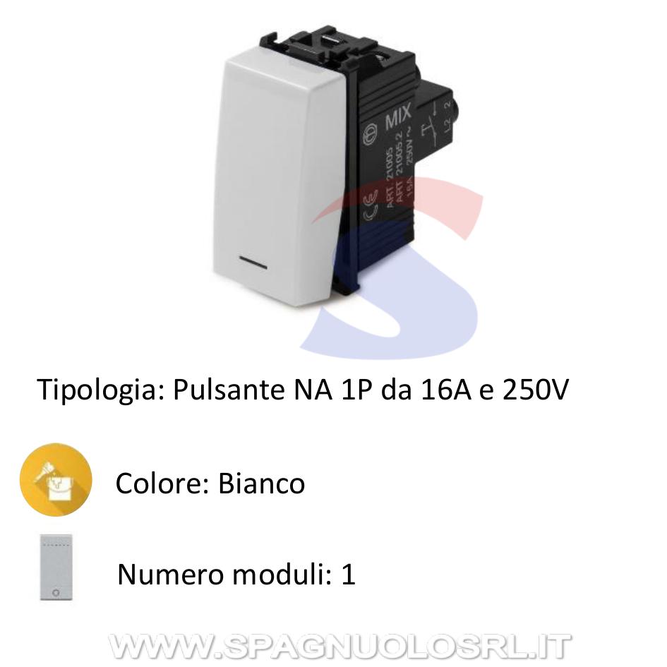 Pulsante serie "MIX" 1P NA 16A 250V, Bianco - MASTER 21015