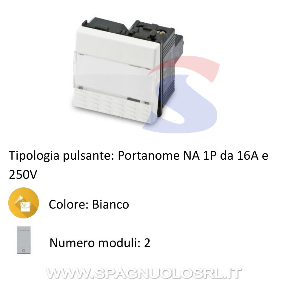 Pulsante portanome serie "MIX" 1P NA 16A 250V, Bianco 2 mod - MASTER 21040