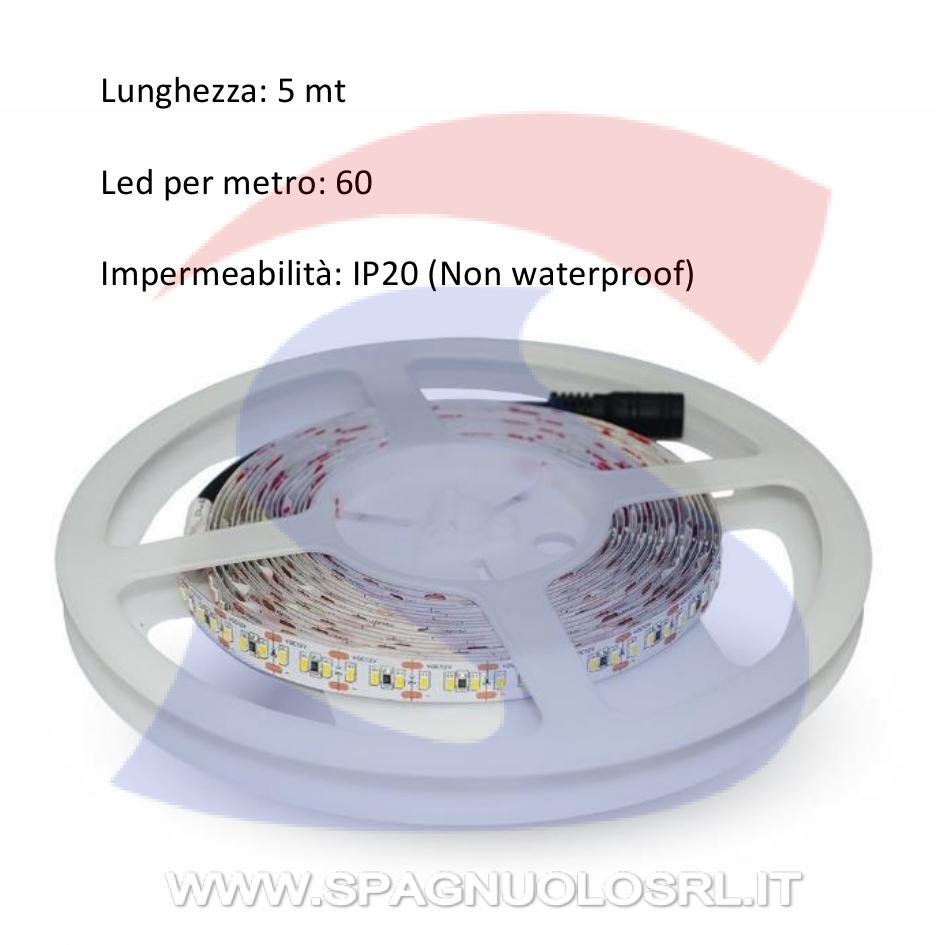 Striscia LED 5 metri monocolore 60 Led/Metro 9W/M - VTAC 212430