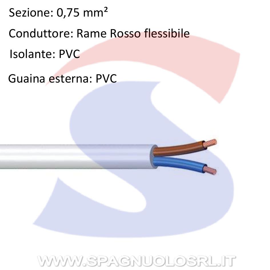 Cavo uso domestico tondo 2 x 0,75 mm² Bianco - OBSOLESCENZA H032X0,75BI