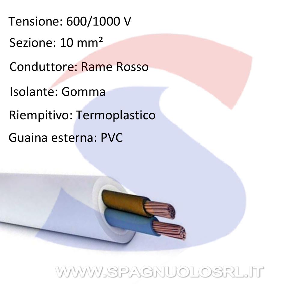 Cavo FG16 2X10 con 2 anime di sezione 10 mmq - 9X9 CAVI FG16R2X10