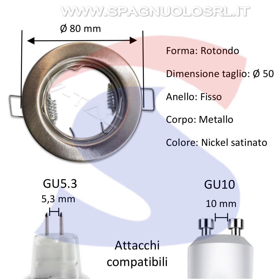 Portafaretto GU10 Fisso Rotondo da Incasso in metallo - VTAC 3585