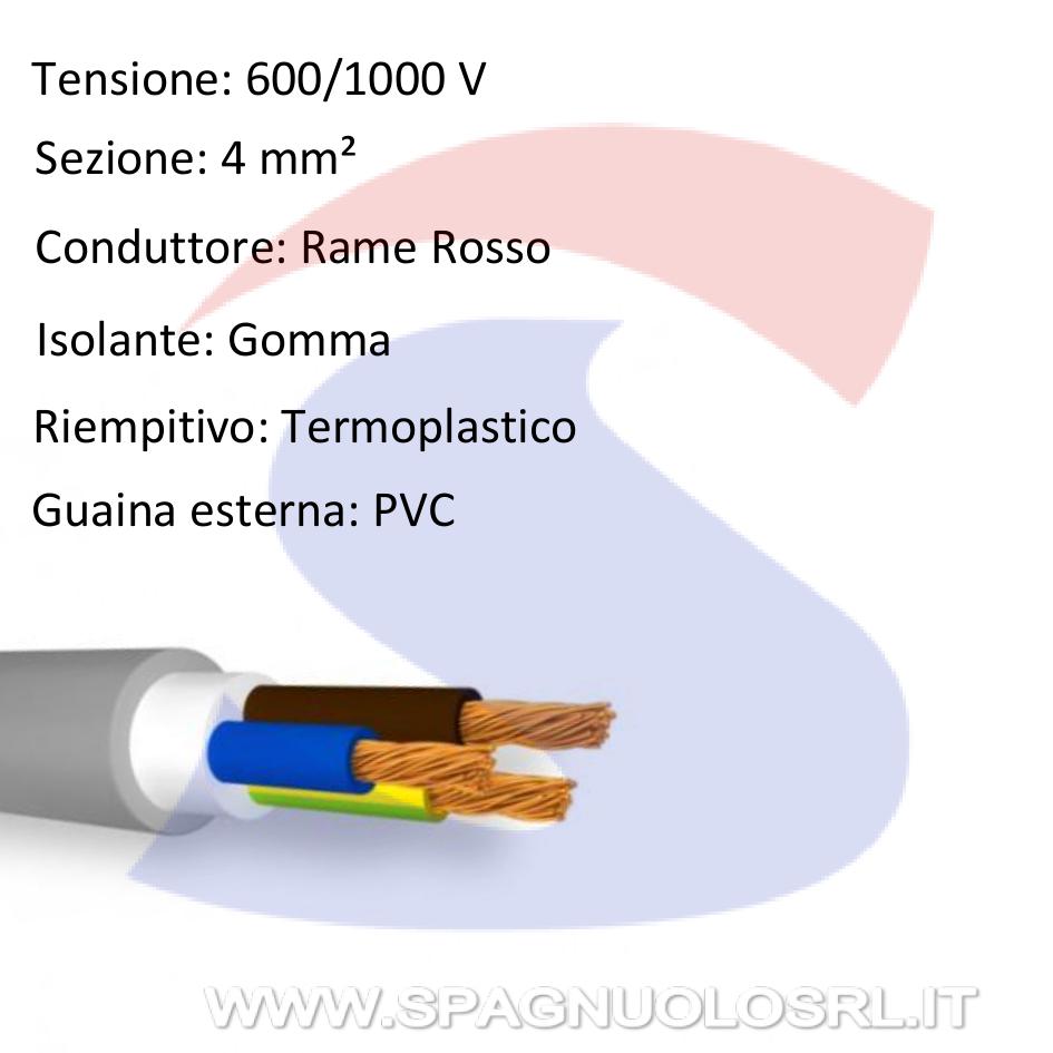 Cavo FG16 3X4 con 3 anime di sezione 4 mmq, di cui una è GV - 9X9 CAVI FG16R3G4