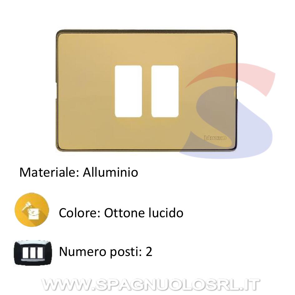 Placca 2 posti colore Ottone lucido serie Magic - BTICINO 500/23/OT
