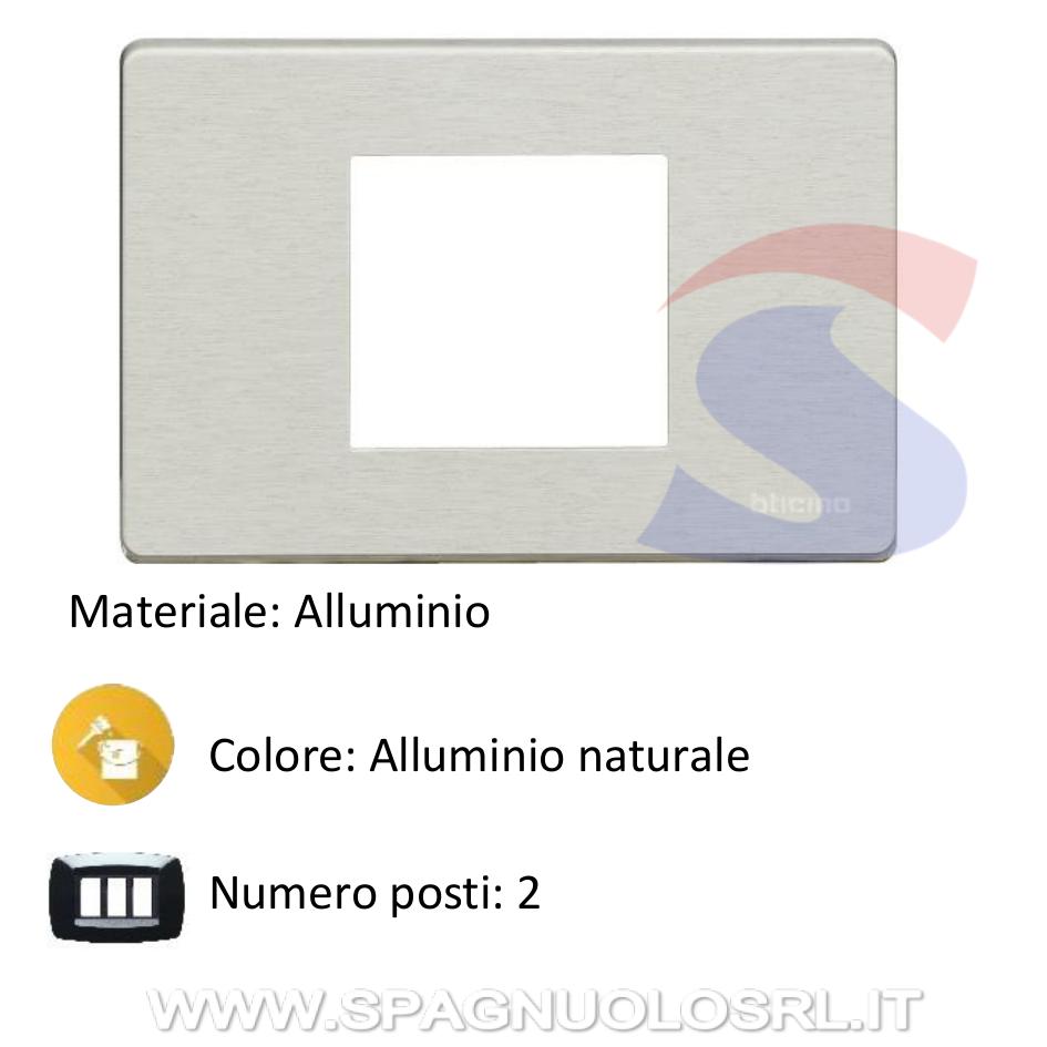 Placca 2 posti colore Alluminio naturale serie Magic - BTICINO 503/23A/AL