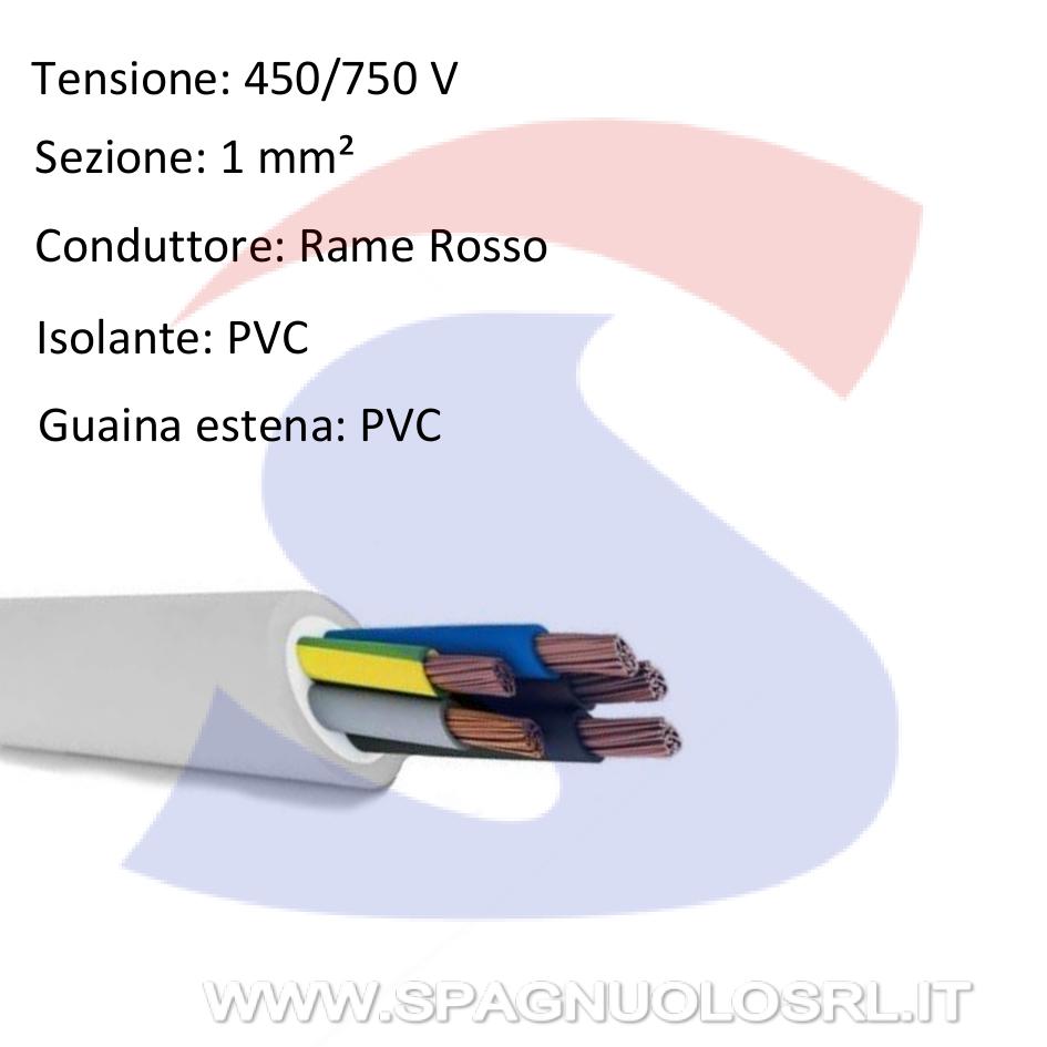 Cavo FROR 5G1 con 5 anime di sezione 1 mmq, di cui una è GV - 9X9 CAVI FROR75G1M